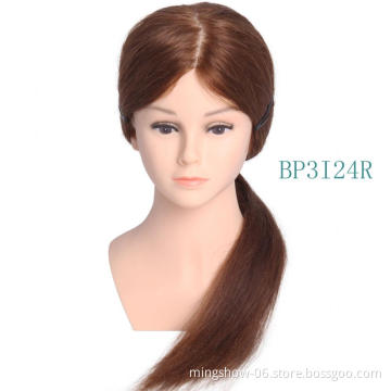 Real human hair mannequin training head with shoulders for braiding